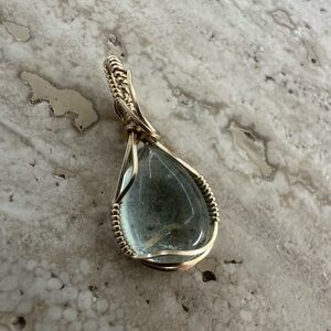 14k Gold Filled Aquamarine Necklace Pendant